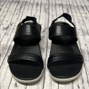 Black Leather Women's Sandals